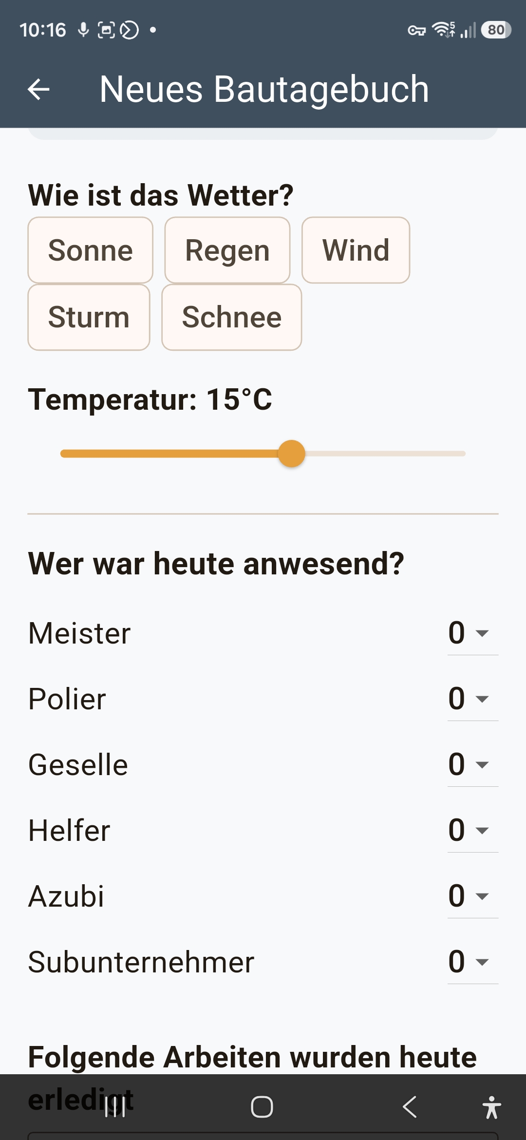 Bautagebuch anlegen mitte