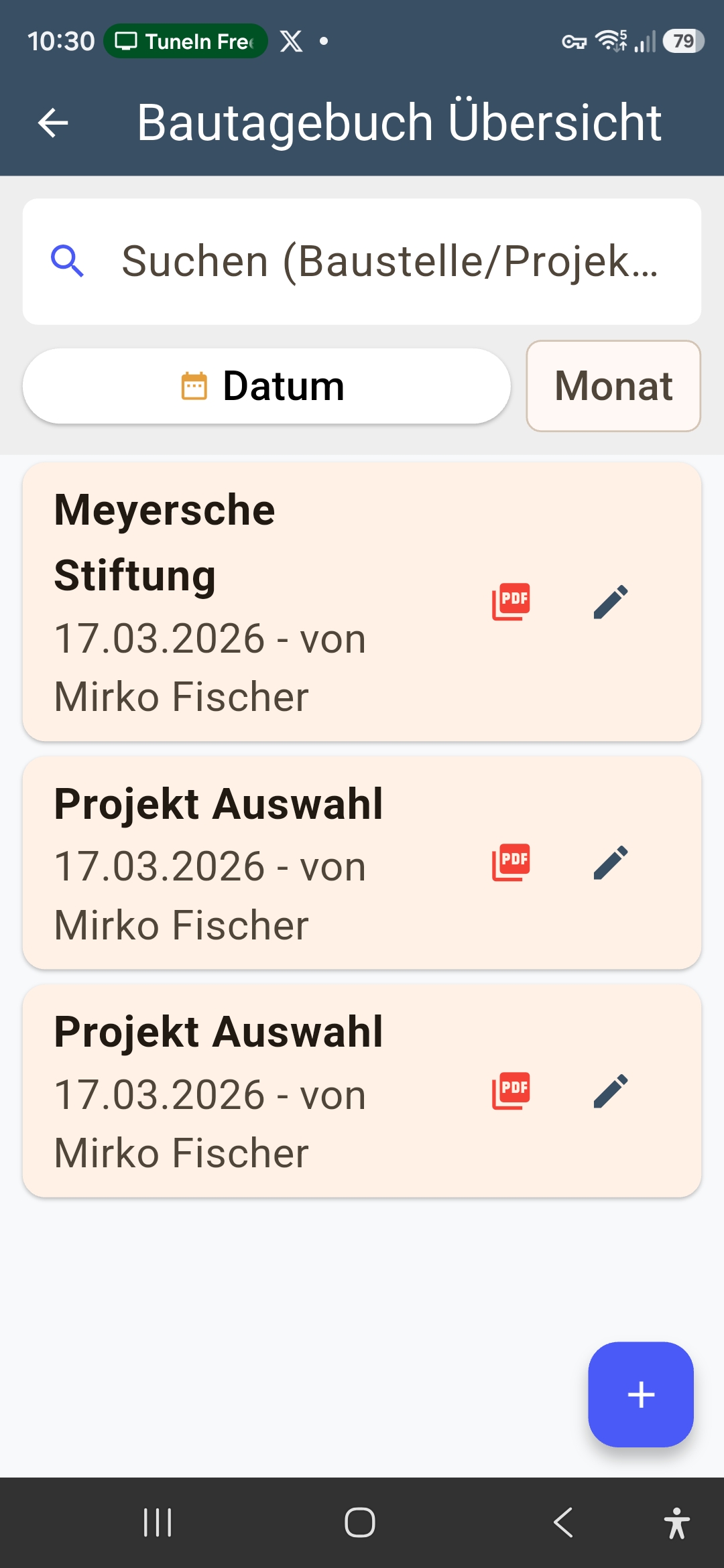 Bautagebücher Übersicht